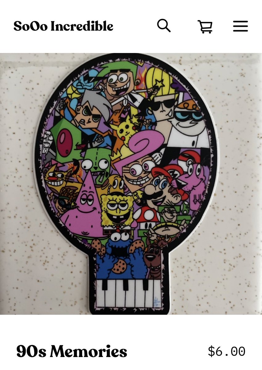 Grab a “90s Memories Sticker” for $6 by SoOo Incredible 🤘🏽 ➡️👉🏽sooo-incredible.square.site/product/90s-me…👈🏽⬅️ #stickers #pins #art #artwork #artist #retweet #90smemories 🤘🏽🔥