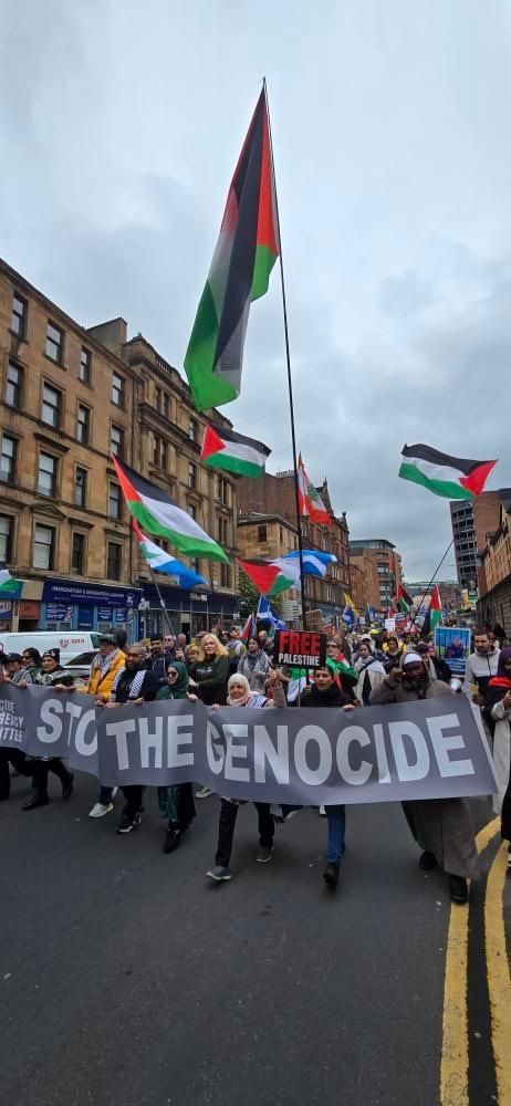 Manifestación en Glasgow, Escocia, en solidaridad con Gaza y contra del genocidio.