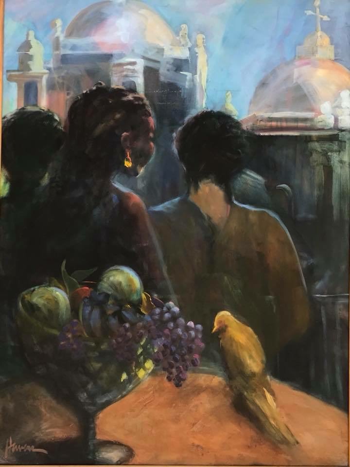 Betsy Havens American painter “View from our Balcony” oil 40x30. 2001