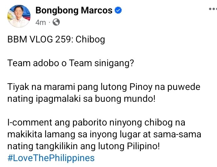 Pres. @bongbongmarcos' latest vlog 👇👇👇
#LoveThePhilippines
#BagongPilipinas

facebook.com/share/v/9bGwiG…