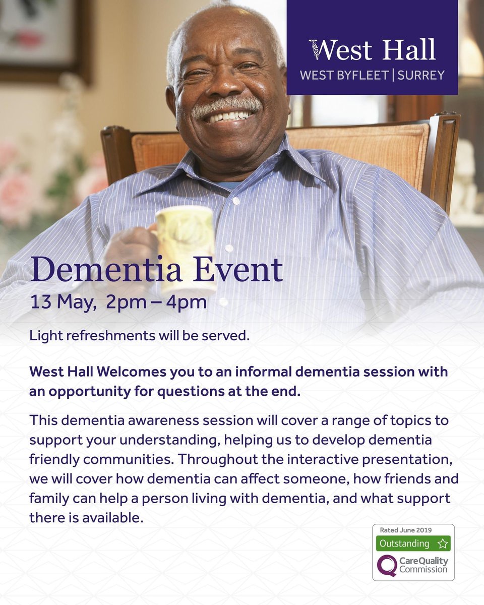 If you would like to know more about #dementia or become a #dementiafriends  feel free to join us on 13th May at 2pm. #Addlestone #westbyfleet @AnchorLaterLife @DementiaFriends @DementiaUK