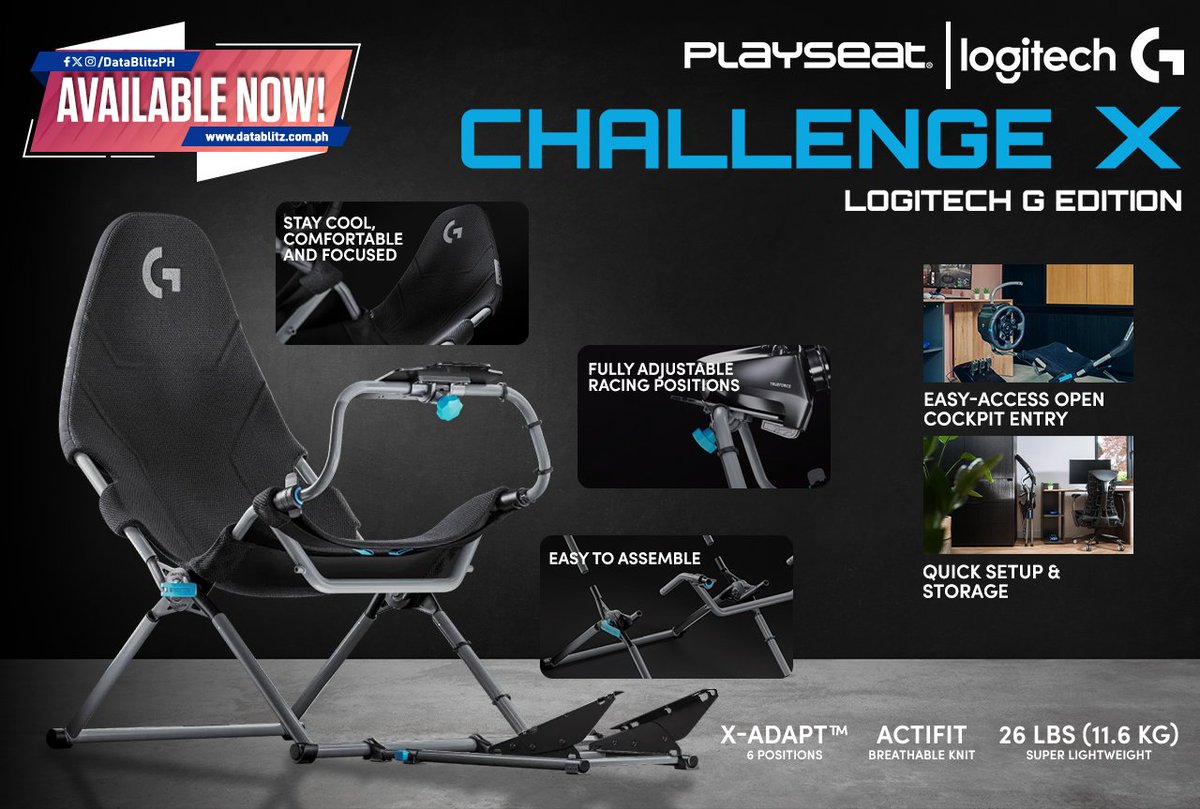 WHERE EVERY TURNS FEELS LIKE VICTORY! 🏁

Playseat Challenge X Logitech G Ed. will be available today at DataBlitz branches and E-commerce Store!

To order online, please click here: bit.ly/3wppHDt