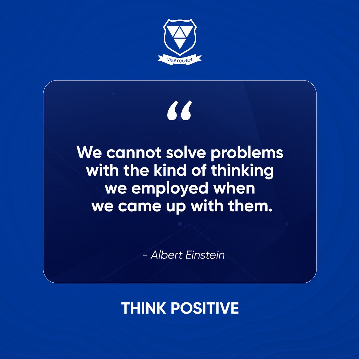 Unlock new solutions by breaking free from old thought patterns. As Albert Einstein said, 'We cannot solve problems with the kind of thinking we employed when we came up with them.' #thinkpositive #positivity #motivation #inspire