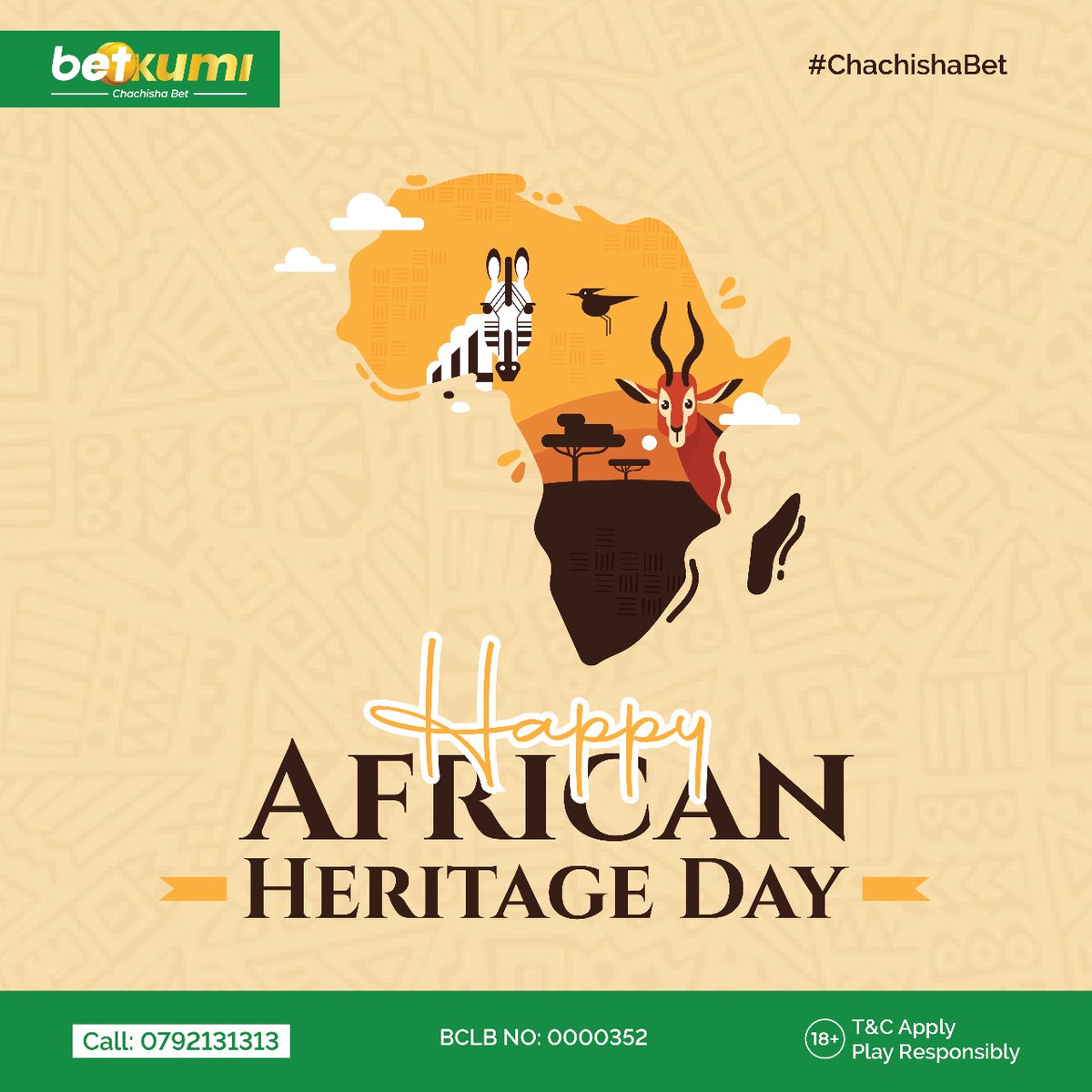 We are always proud of our heritage and our culture. We wish you a Happy African Heritage Day. #chachishabet