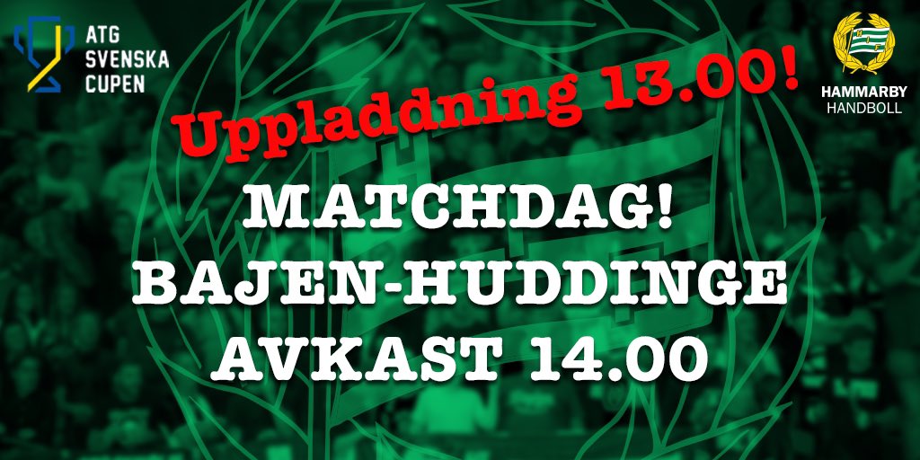🟢⚪️BAJEN LIRAR! Slutkval i cupen – vi laddar från 13.00 på fiket i ”Jerka” med @edwinaspnback!

🎟️ Frivillig entré.

📺 handbollplay.se/atg-svenskacup…

#bajen #hammarby #hammarbyhandboll #ATGsvenskacupen