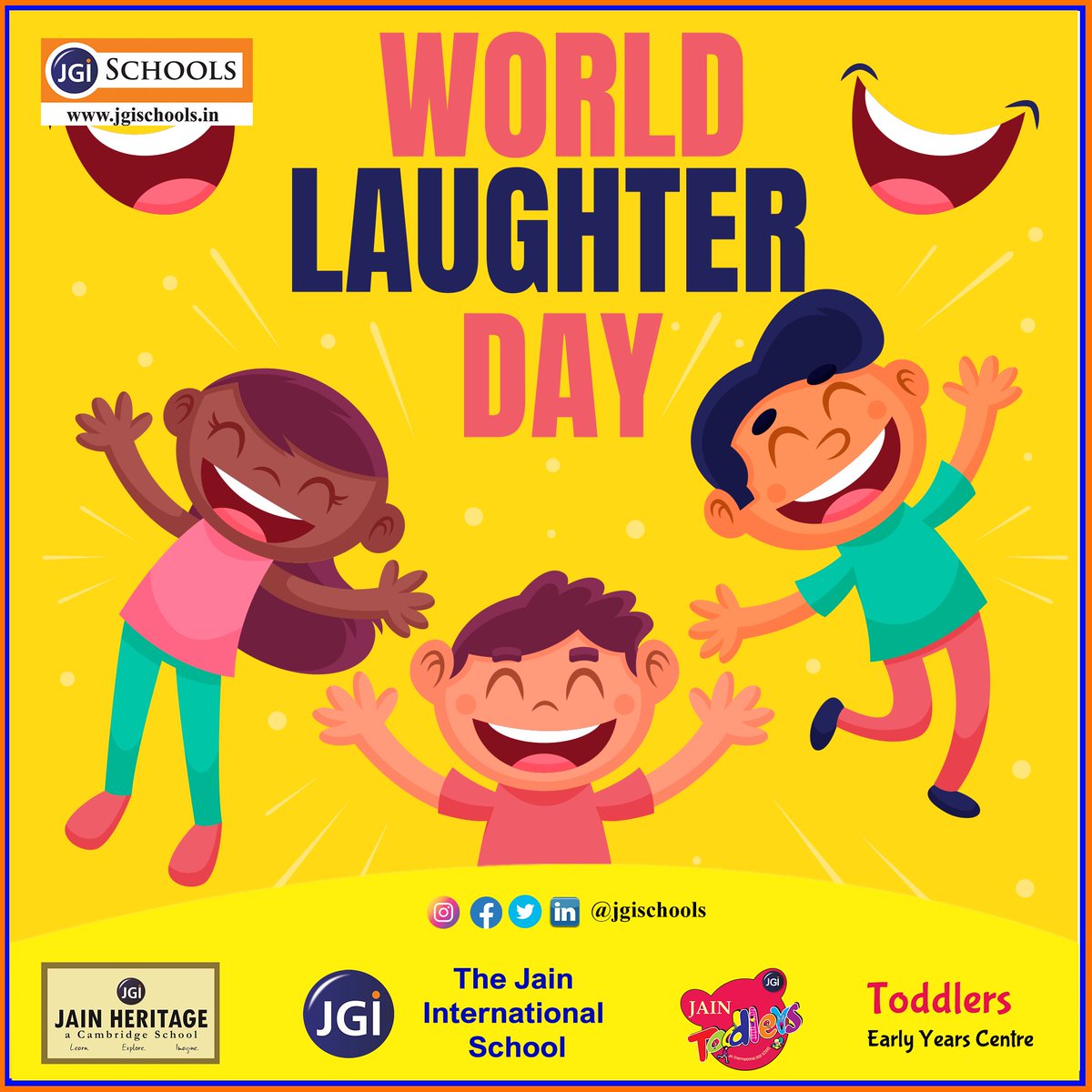 Keeping Laughing, Stay Happy! 😄🎉 

Happy World Laughter Day Everyone! 🌟🤗

#WorldLaughterDay #SpreadJoy #LaughMore #GiggleFest #HappinessIsContagious #SmileEveryday #LaughterIsMedicine #LaughOutLoud #JoyfulJourney #KeepLaughing #jgischools #education #hyderabad #india