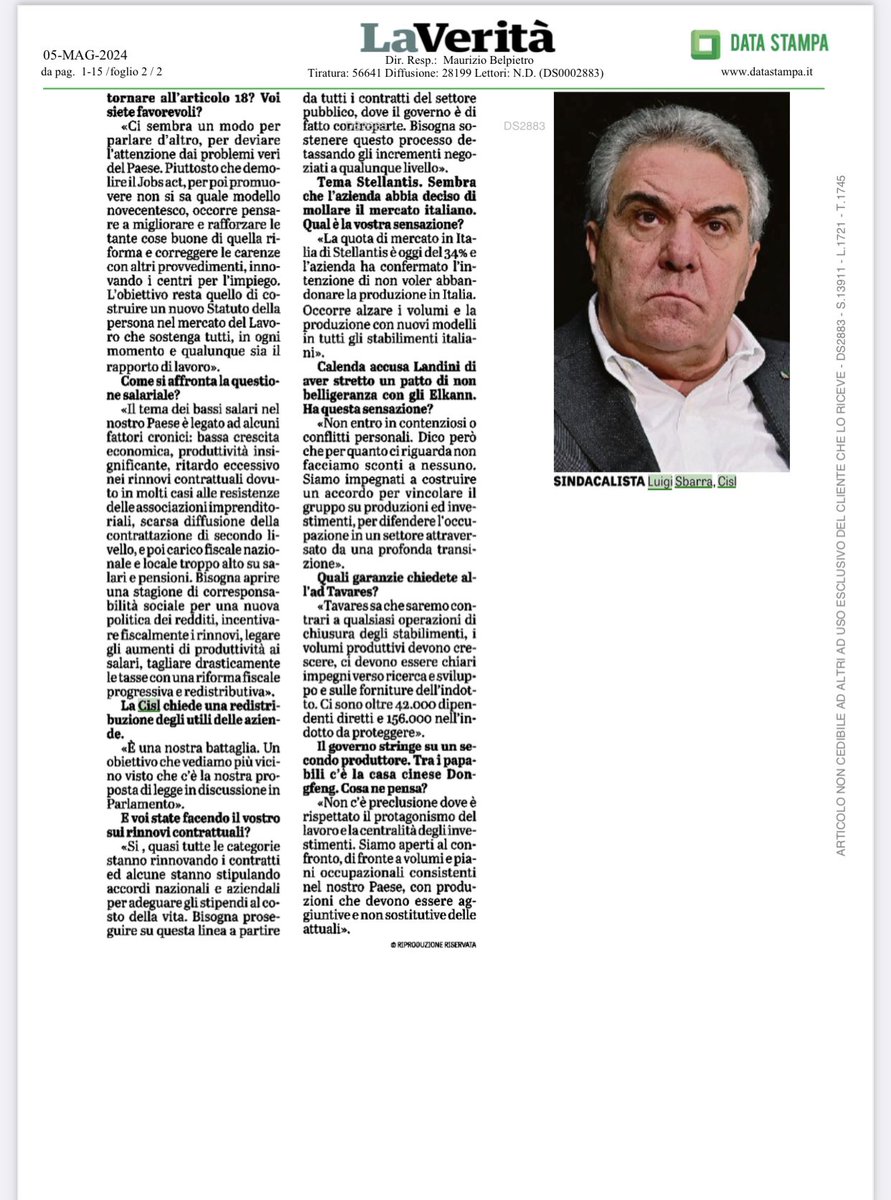 #LuigiSbarra su ‘La Verità’: «I dati Istat confermano la crescita del lavoro stabile e il trend positivo di questi ultimi anni. Questa tendenza va ora agganciata a processi di qualificazione, che significa costruire le condizioni per significativi aumenti salariali, buone