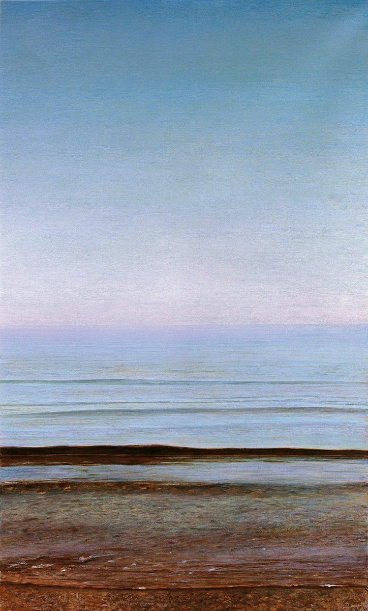 #Words #Art #GM #LoveLovers 'Because there’s nothing more beautiful than the way the ocean refuses to stop kissing the shoreline, no matter how many times it’s sent away.” Sarah Kay   🖌#BOTD Piero Guccione, Grande spiaggia, 1996-2001