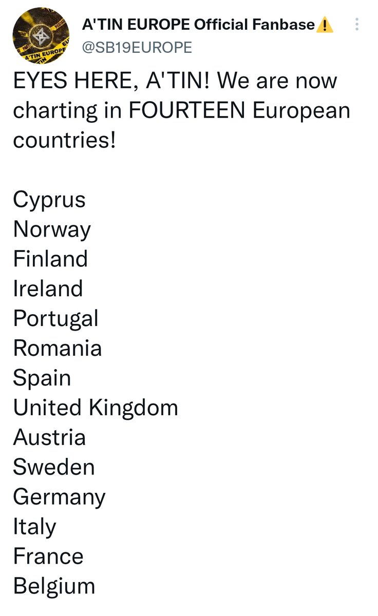 I've been seeing comments that MOONLIGHT will be a banger sa EUROVISION. Then look, it is charting on 14 countries in Europe! 
Sign na ba to na isama ang Europe sa world tour 😊

TOP10Worldwide MOONLIGHTiTunes
@SB19Official #SB19
#SB19onITunesWorldwideChart