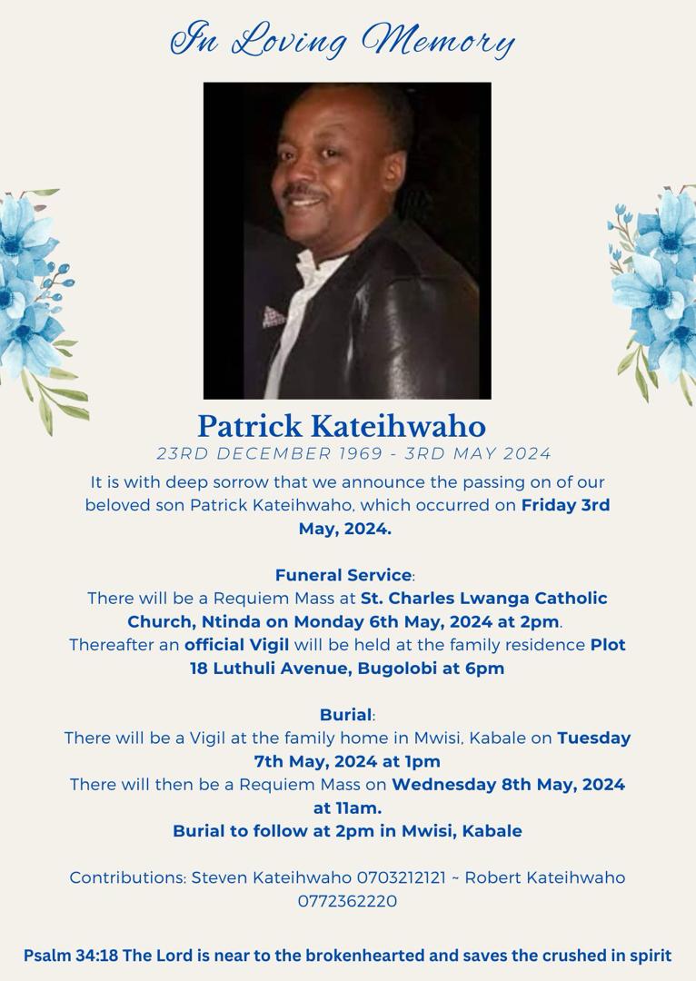 ....Let's Give Patrick Muhumuza Kateihwaho a Befitting Send Off. #Uganda #RIPPK @SmackObs