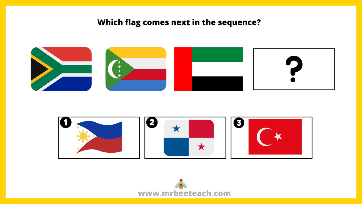 Logically, which flag comes next? mrbeeteach.com 🐝