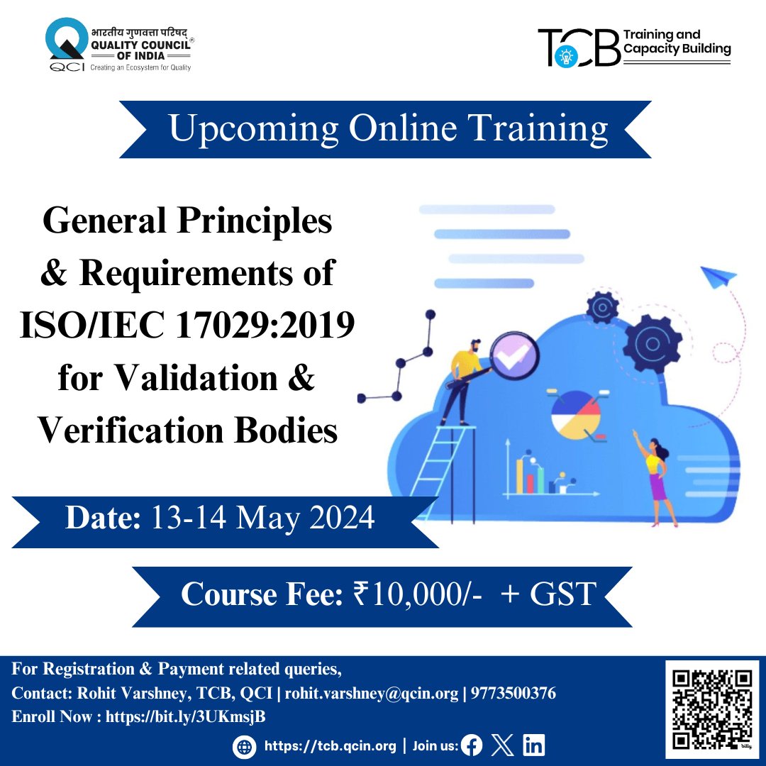 qci_tcb's tweet photo. TCB Cell, @QualityCouncil launches #upcoming #online #training on 'ISO/IEC 17029:2019 for #Validation & #VerificationBodies'.
#Lastchance to #Register: https://t.co/8UWHL3Gyoy
#LimitedSeats
#Accreditation #APAC #efficiency #consultant #assessors #solutions #careeropportunities https://t.co/vIb0NhH6il