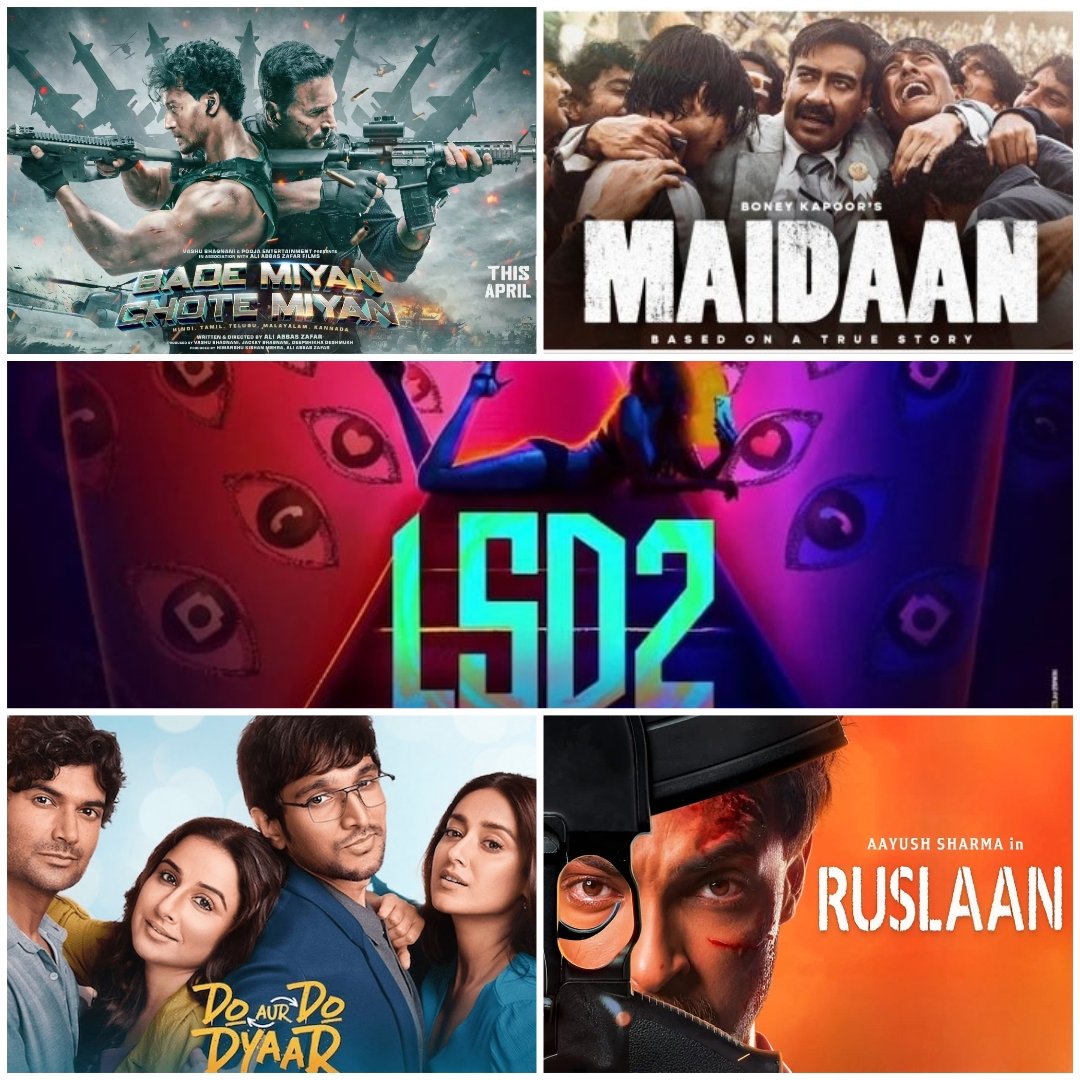 April 2024 releases-

#BMCM Disaster 
#Maidaan Disaster 
#LSD2 Disaster 
#DoAurDoPyaar Disaster 
#Ruslaan Disaster

April was a complete disaster for #Bollywood