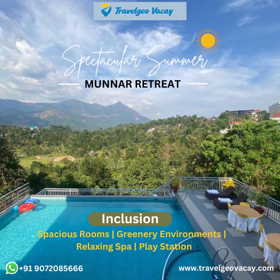 Indulge in the ultimate luxury escape at Munnar Retreat with TravelGeoVacay! 🌿
Nestled amidst the picturesque hills of Munnar, our resort offers opulent accommodations designed to elevate your stay to new heights.

For more Enquiries:
☎-  +91 9072085666
#travelgeovacay #munnar