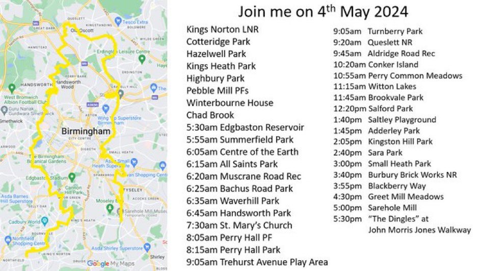 Chris4Patches's tweet photo. My challenge yesterday, in memory of my great father,  was to record #BrumsBirdlife on a 34 mile walk across a small sample of the city’s open spaces (that are oases for wildlife &amp; sanctuaries for us), whilst also meeting the “unsung heroes” that look after them….. https://t.co/r9isDTlodh