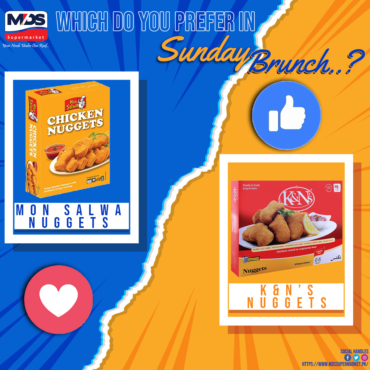 Sunday Brunch: Which one do you prefer? 🍗 Mon Salwa Nuggets or K&N's Nuggets? Let us know in the comments! 👇 

📍 Branch 1: Toghi Road Quetta
📞 Phone: (081-2823444)
📍 Branch 2: Quarry Road, Quetta
📞 Phone: (081-2823420)

#SundayBrunch #Nuggets #MDSupermarket #Quetta #Brunch