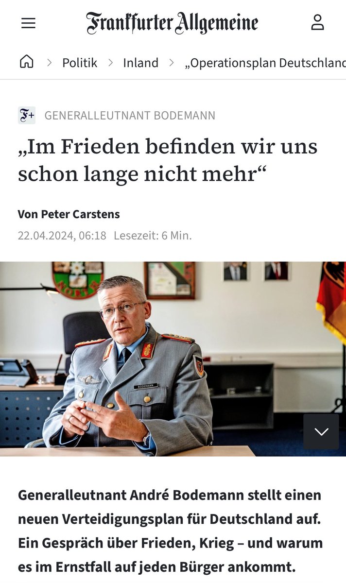 Ich halte es da mit Generalleutnant Bodemann liebe @SPD. Ihr macht auf Kosten der Ukraine Wahlkampf. Wie wollen wir den Frieden sichern, wenn Russland schon heute Hybriden #Krieg gegen uns führt? 
Mehr Mut und Initiative in der Außen- und #Sicherheitspolitik 🙏🏻