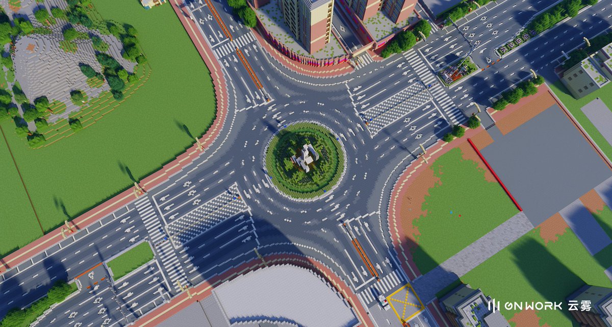 Roundabout/intersection by 云雾 #Minecraftbuilds #minecraft建築