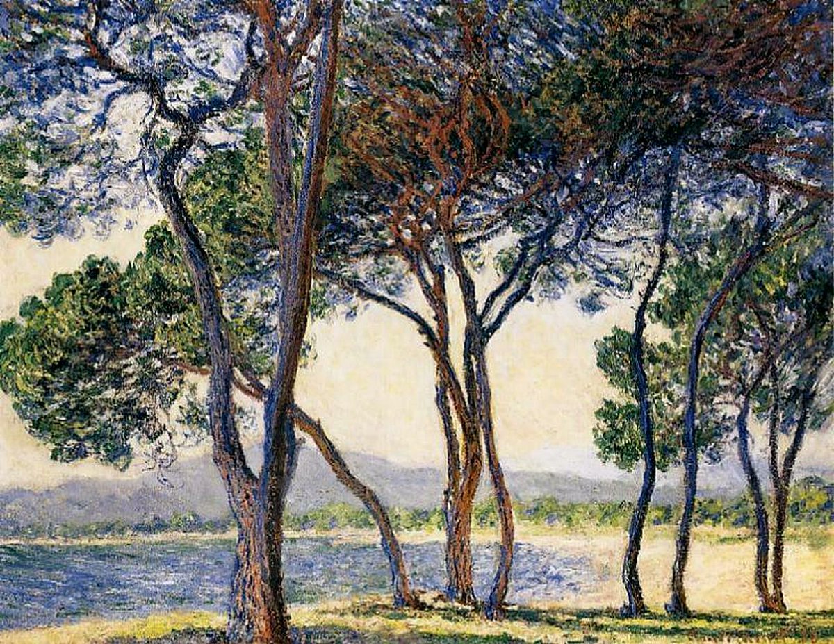 Trees by the Seashore at Antibes 1888 linktr.ee/monet_artbot