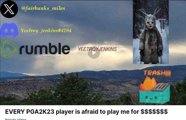 Not a lie 🤷🏼🤷🏼🤷🏼

🐱🐱ies
Live now.  

rumble.com/v4tahgi-every-…

#truth #nextmaker #smerf #redfastreview #tgctours #PGATOUR2K23 #golf #wager #PGATOUR2K25 #wager #makeupyourmind #Maythe4thBeWithYou