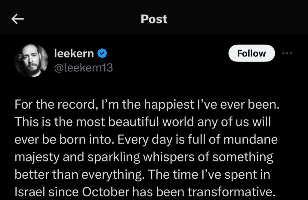 I know it’s fun to laugh at the ugly Borat 2 co-writer and his social media induced schizophrenia, but this is an appalling thing to post about the peripheral warzone Disneyland you’ve been backpacking through during a genocide.

Lee Kern should be in a psychiatric hospital.