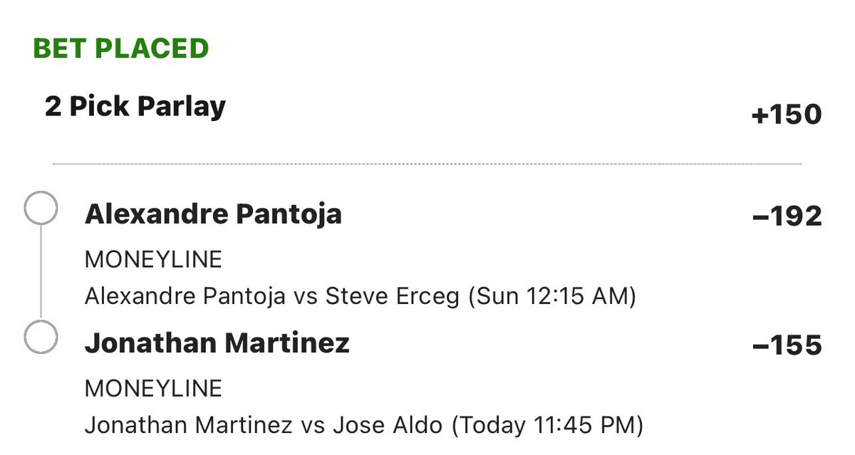 DaileyPicks's tweet image. 💎👊 UFC 301 Dailey Picks 👊💎

2 Pick: +150 📈

Pantoja -192
Martinez -155 

Won’t be mad if Aldo ruins it 🤷

#ufc301 #MMA #GamblingX