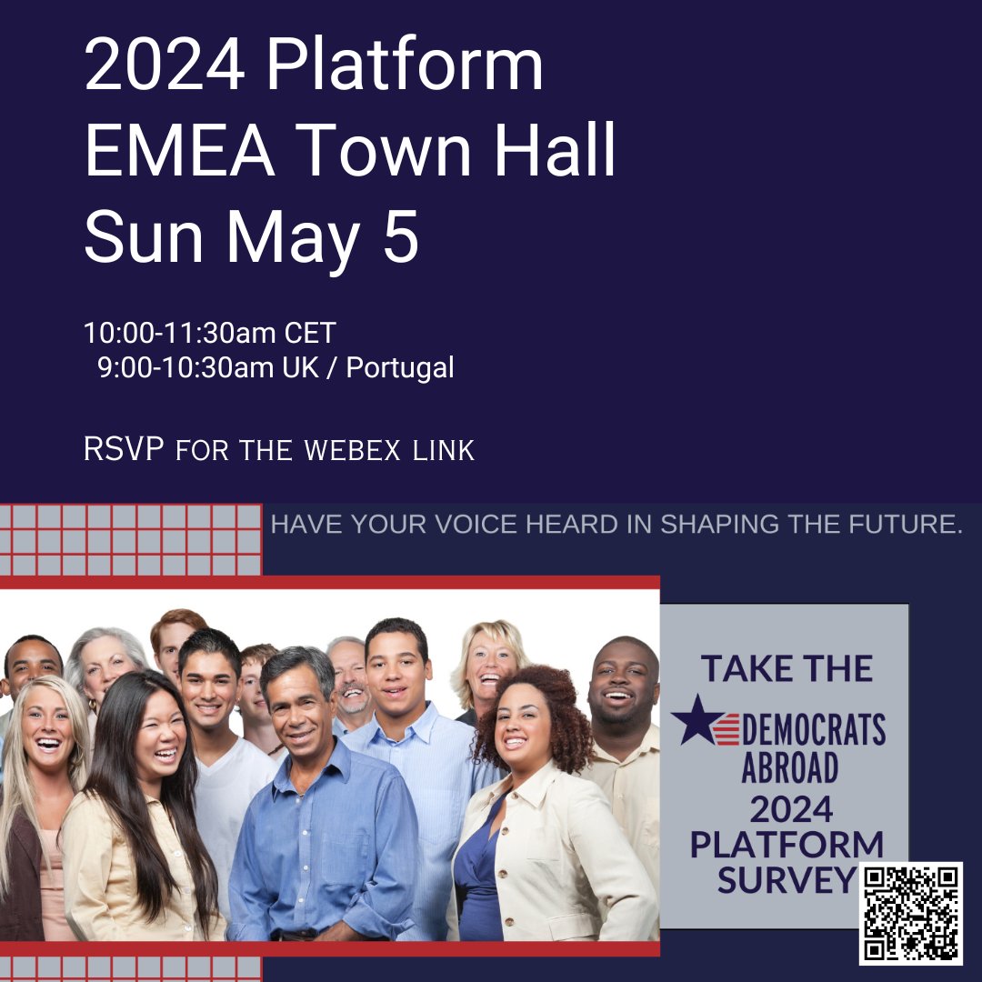 DemsAbroadFR's tweet photo. #France and European-based members: AMA about Draft #2 of our #DemsAbroad 2024 Platform, which embodies our shared aspirations, values, and concerns.
10am Sunday CEST
#WeAreDemocrats #Democrats https://t.co/dKtX1nRmGs