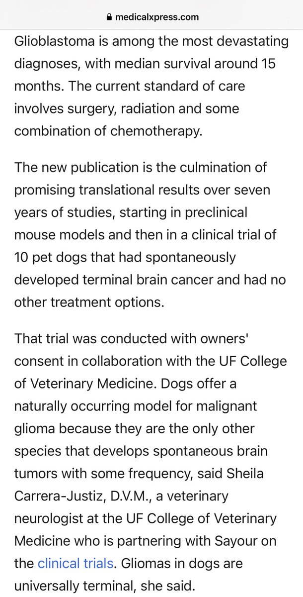 sarthakgh's tweet image. “"In a first-ever human clinical trial of four adult patients, an mRNA cancer vaccine developed at the University of Florida quickly reprogrammed the immune system to attack glioblastoma, the most aggressive and lethal brain tumor."

Stunning