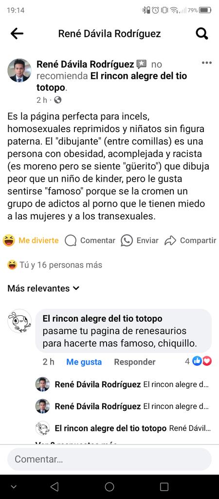 También seguimos al tío @totopo_bran en Facebook y allá hace rabiar aliades manginas