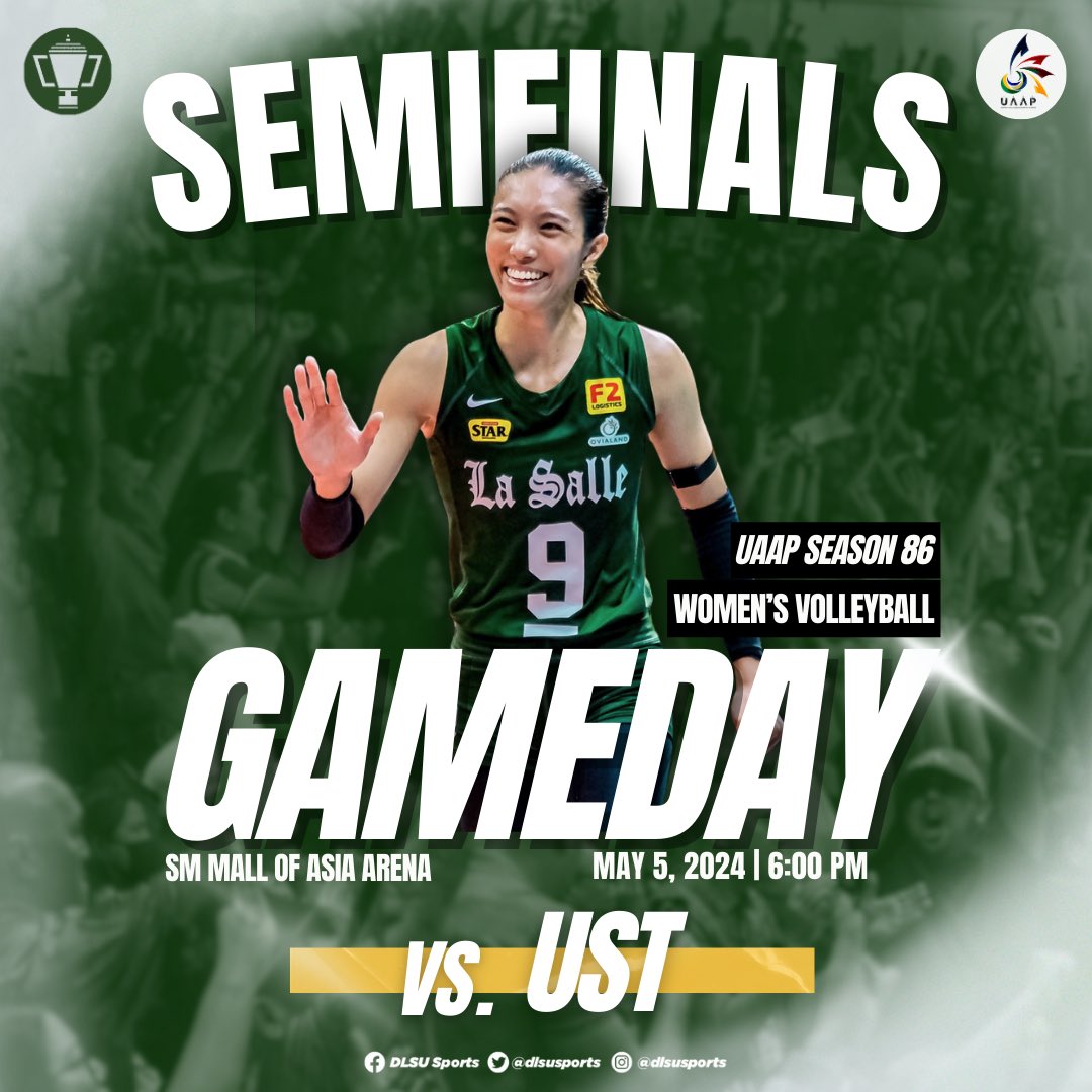 ON THE HUNT 🏹

The DLSU Lady Spikers are laser focused to take down the double-seeded UST Growling Tigresses later today, May 5, 6PM, at the MOA Arena!

#UAAPSeason86 #GreenAllIn4TheWin #GoLaSalle #AnimoLasalle #DLSUSports