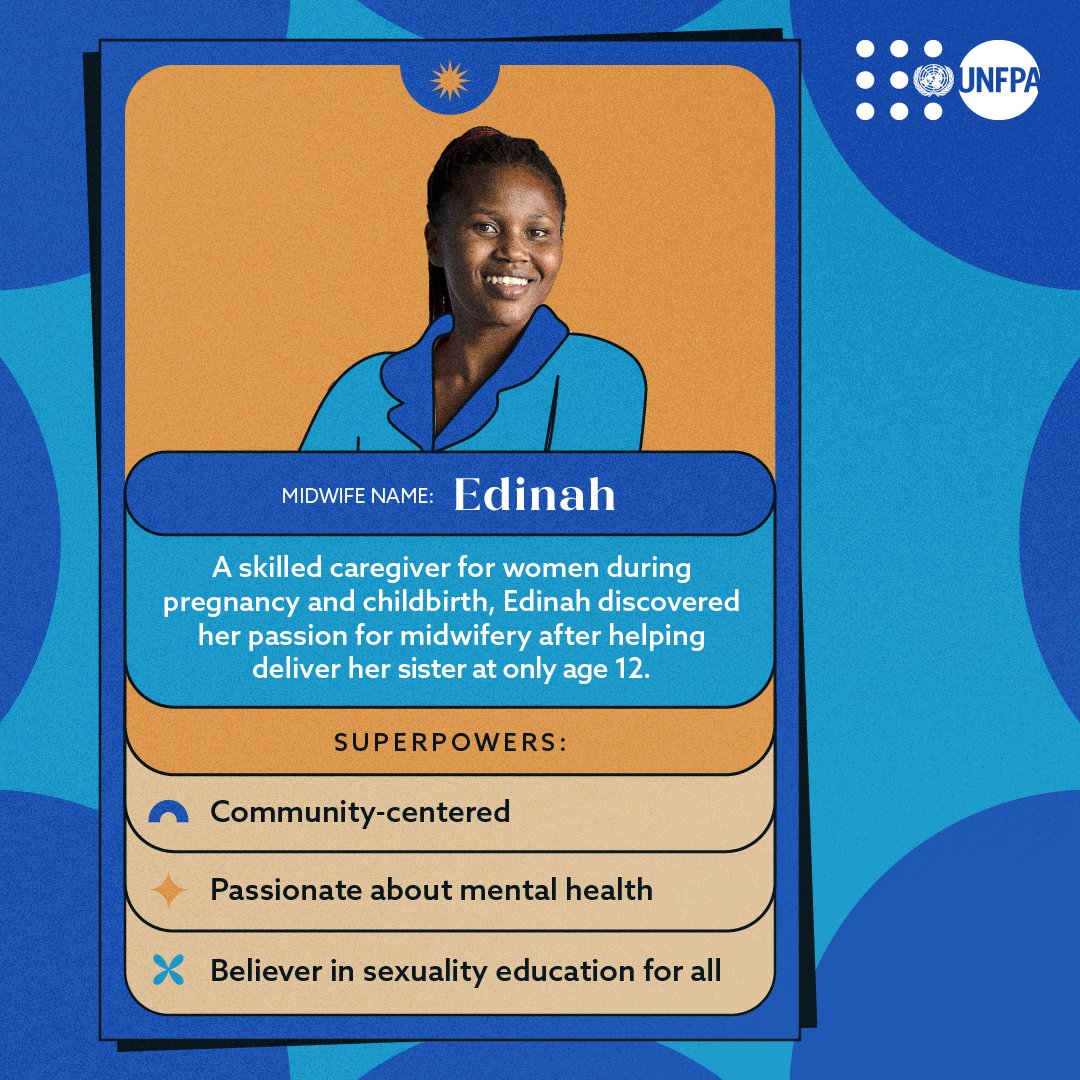 “ดิฉันรู้สึกดีใจที่ได้ช่วยนำชีวิตใหม่มาสู่โลก” Edinah (29 ปี) เป็นผดุงครรภ์ใน #Uganda ผู้ทำหน้าที่ช่วยเหลือสตรีให้คลอดบุตรอย่างปลอดภัย เนื่องในวันผดุงครรภ์สากล #DayOfTheMidwife เชิญร่วมกับ @UNFPA ชื่นชมเธอและเหล่าผดุงครรภ์คนอื่น ๆ ที่ช่วยให้การเป็นแม่ #motherhood…