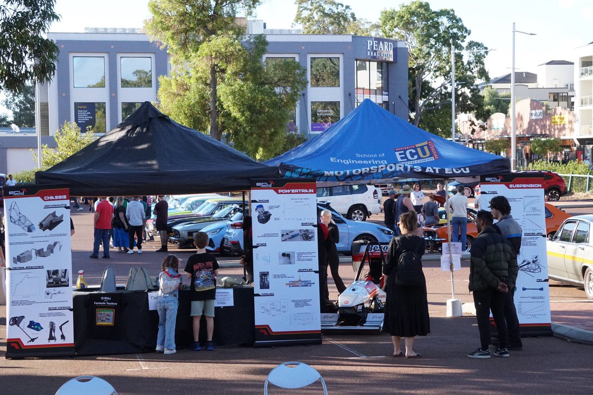 We had a great time yesterday during the first day of the @City_Joondalup Festival of Motoring! Be sure to pop by the @KennardsHire Hub to learn all about our journeys in #FSAE, our 2023/24 race car and our preparations for our @FormulaStudent campaign in July! #Engineering