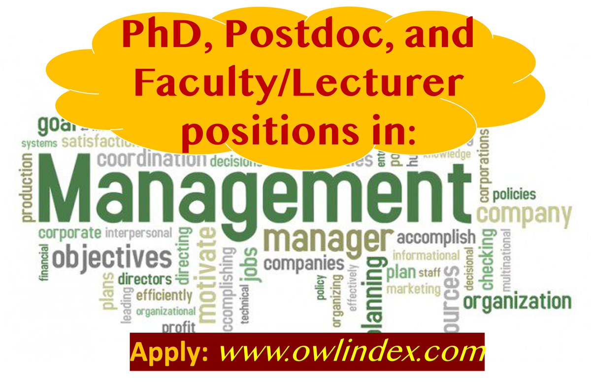 Position in 'Management, Business & Management, Management Sciences, and Management studies' +100 PhD, Postdoc, & Faculty/Lecturer positions are available: owlindex.com/oi/uRNZem33 #owlindex #PhD #PhDposition #phdresearch #phdjobs #postdoc #postdocs #postdocposition @owlindex