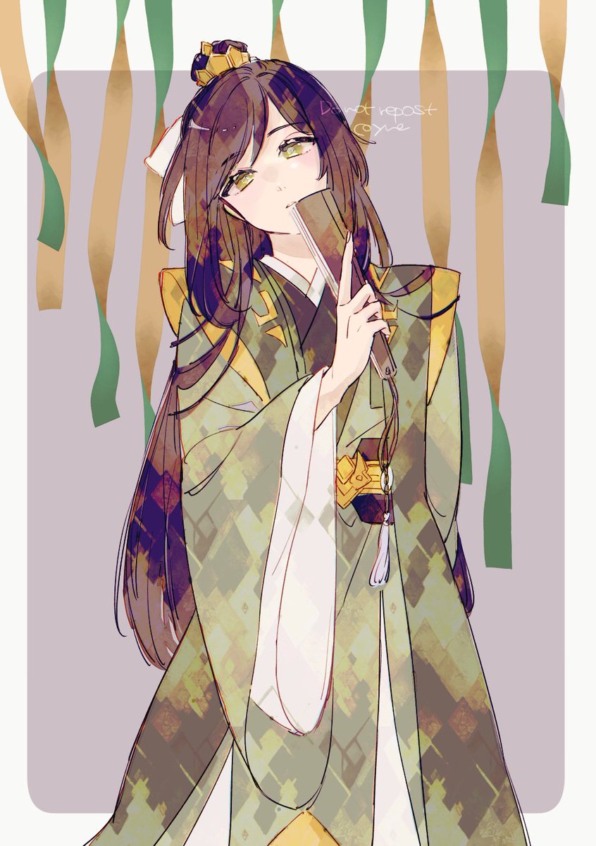1girl solo long hair looking at viewer smile brown hair long sleeves  illustration images