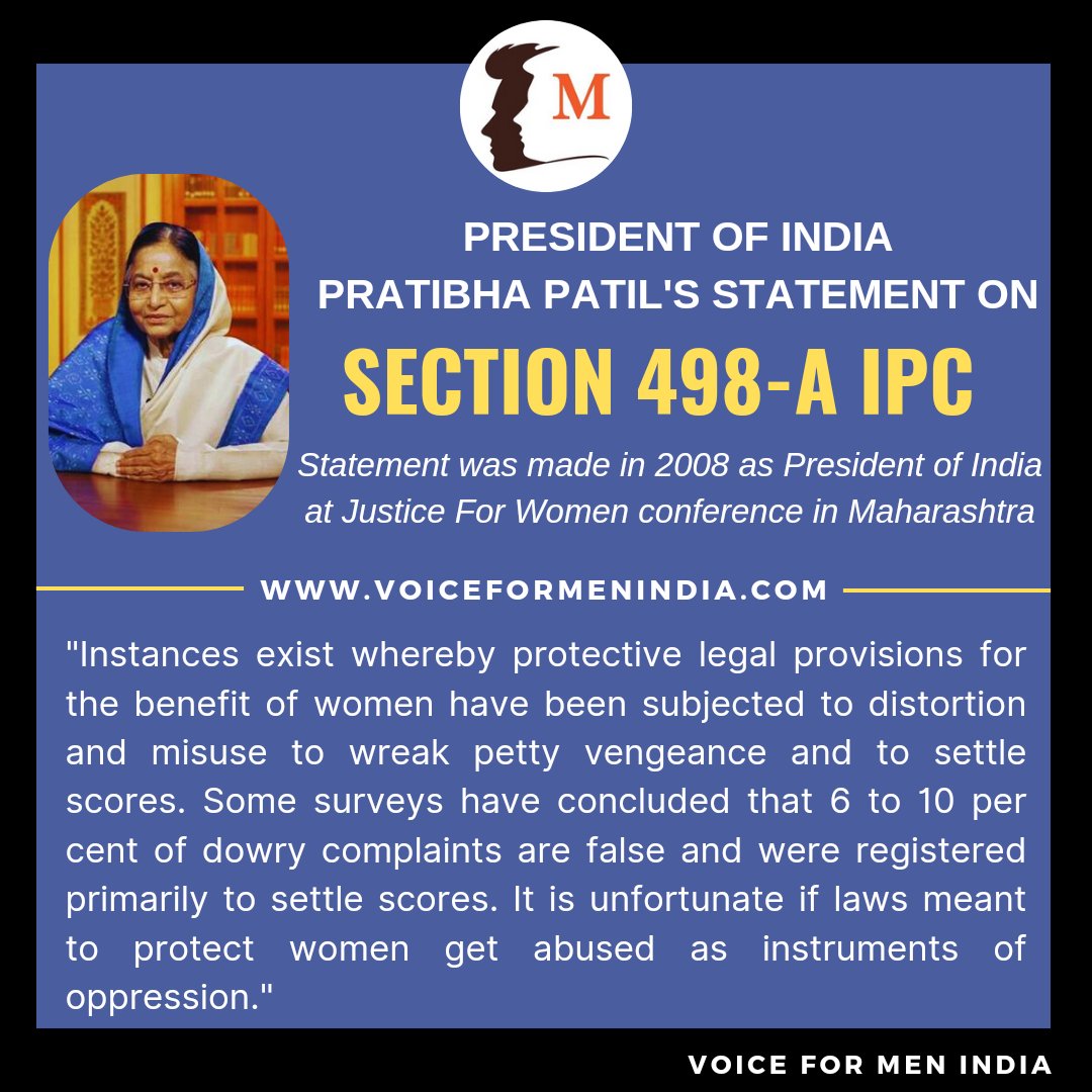 SECTION 498-A IPC | What President Pratibha Patil Said In 2008?

#VoiceForMen 
#498A