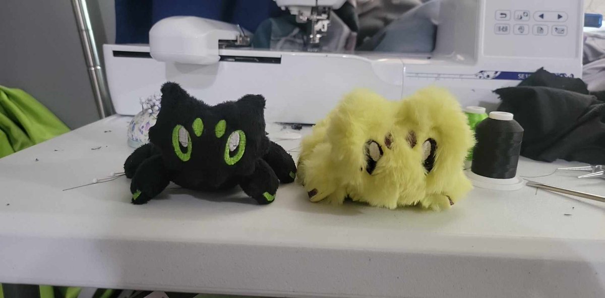 Got done with these ADORABLE babies! They are the Pokémon Joltik: The left being a custom. Colored joltik for my friend, the right being the shiny version. Pattern used is made by <a href="/plushiluv/">plushiluv</a>! Love the babies they came out great!