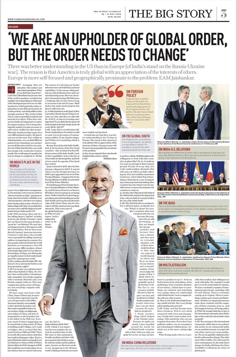 DrSJaishankar's tweet photo. Under PM @narendramodi, we have a Bharat First foreign policy. 

My interview in @SundayGuardian : 

https://t.co/LP1QbszTSb https://t.co/IuJhw8eqo7