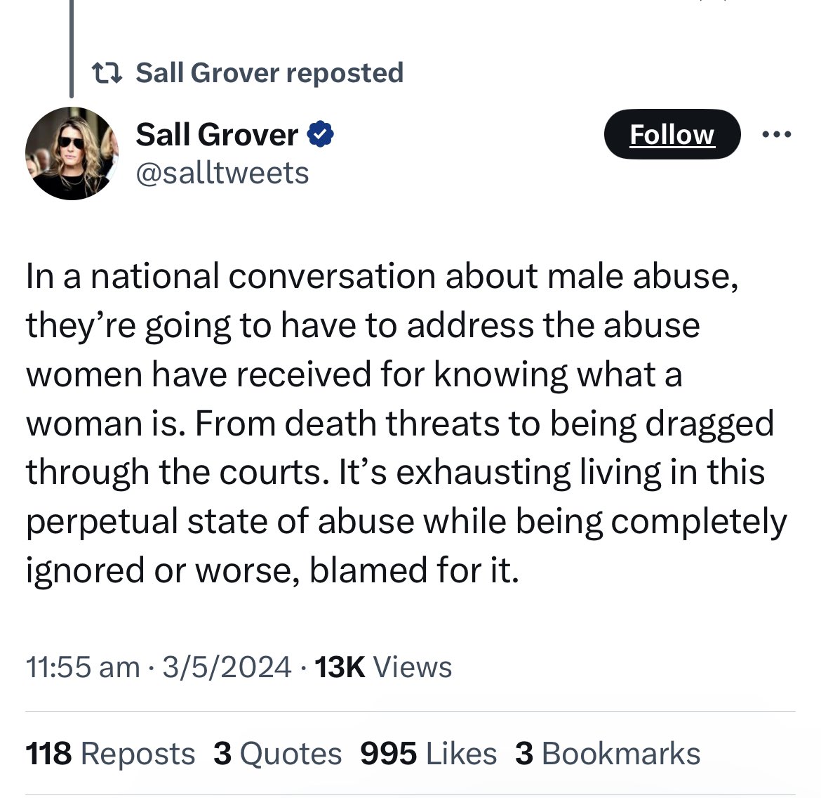 Sall Grover unashamedly compares herself to FDV & murder victims and describes an AHRC complaint as being “dragged through the courts” & claims she’s exhausted from living in a “perpetual state of abuse”.
Her privilege, arrogance and sense of entitlement is disgusting & enraging.