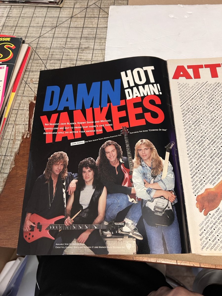HairMetalGuru's tweet image. #hairmetal ads for the 2 #DamnYankees albums from 1990 and &apos;92. #TedNugent #JackBlades #TommyShaw