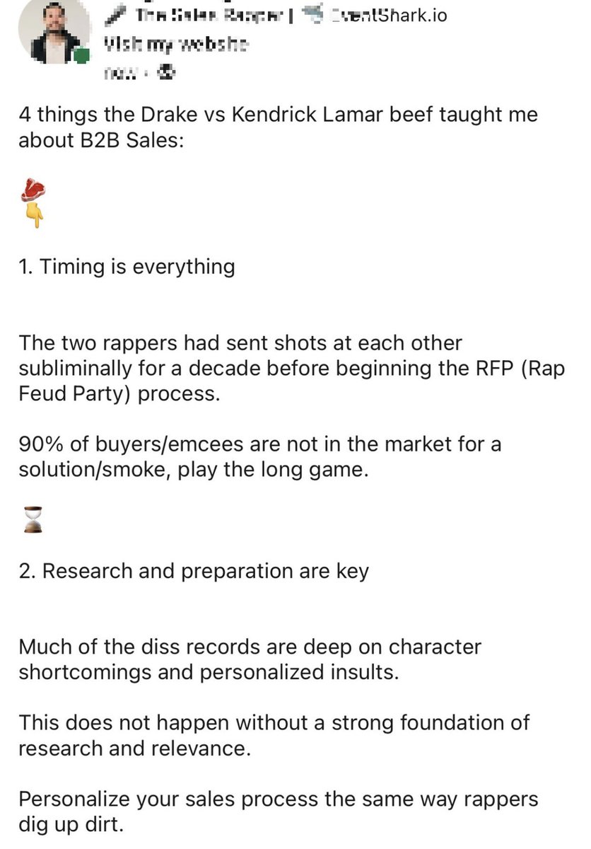 Finally, someone on Linkedin has shared an insight on the Kendrick vs. Drake beef