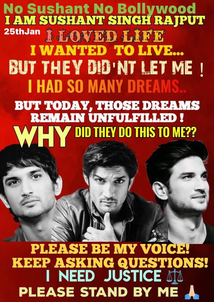 Masses Awake DueTo SSRCase
 Remember @CBIHeadquarters we wait 2 see murder charge & arrest in SSR Case?When will CBI do what is right in this case & findings ? Who stop you CBI ?
CBI Findings Needed In SSRCase
SSR Victim Of Big Conspiracy 
#JusticeForSushantSinghRajput
@PMOIndia
