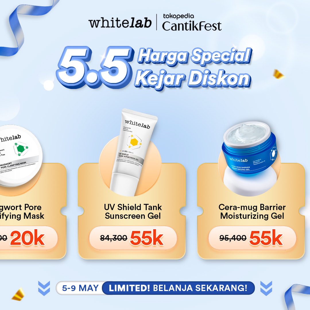 whitelab_id's tweet photo. 5.5 MEInuju Kulit Cerah📈✨
SALEEEEE‼️ ini kan yang kamu tunggu-tunggu? Diskonnya sampai 3 atau 4 hari tapi cuma hari ini FLASH SALE TERMURAH🥳
Coba cek aja sekarang!
Buy 2 Get 1 FREE
https://t.co/gWR3m6oUUz
#55SALE https://t.co/vJlhdOHgNu