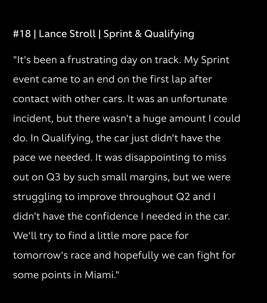 I hope you'll have a good race tomorrow my boy @lance_stroll 💚🥺