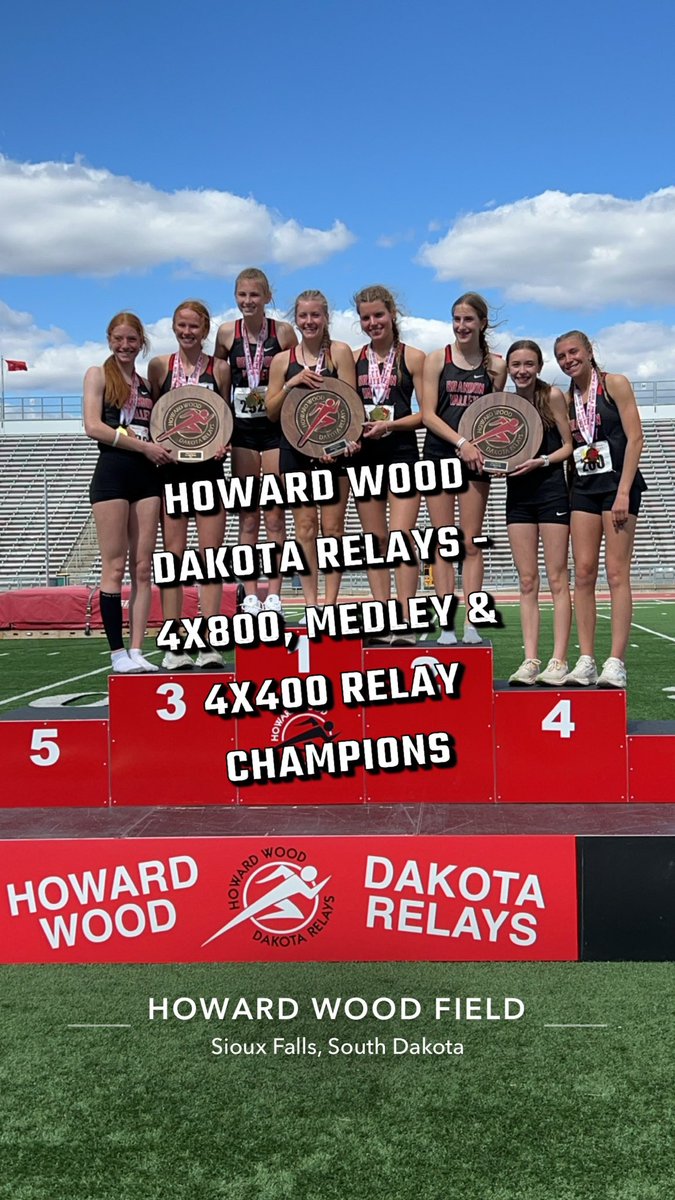 BV Girls Relay teams captured the 4x800, the Medley Relay and the 4x400 Relay this weekend at the Howard Wood Dakota Relays! Great work Girls!