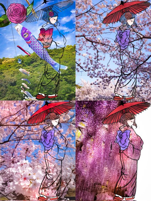 「頭に花 傘」のTwitter画像/イラスト(新着)