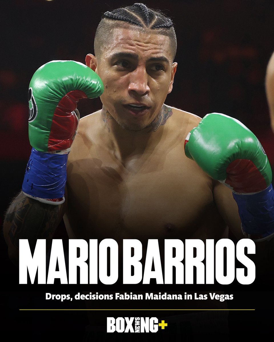 💥 @Boxer_Barrios knocks down Fabian Maidana in the third round en route to a unanimous decision win in Las Vegas. Scores: 116-111 (x3) #CaneloMunguia | #BarriosMaidana