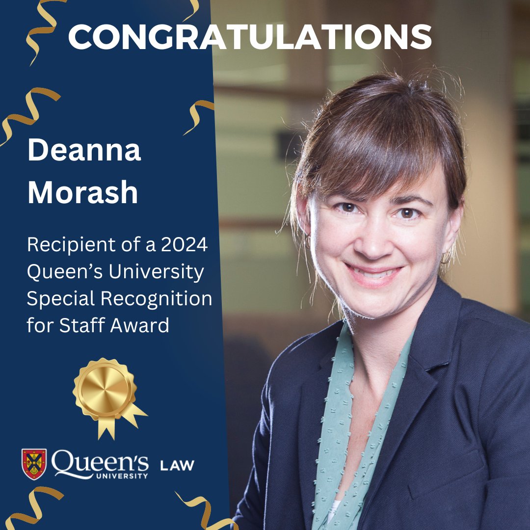 Congrats to Deanna Morash on receiving a @Queensu Special Recognition for Staff Award! As #QueensULaw’s Executive Director of Finance and Administration for 10+ years, she has helped create a lasting positive impact across the Queen’s community: queensu.ca/gazette/storie…