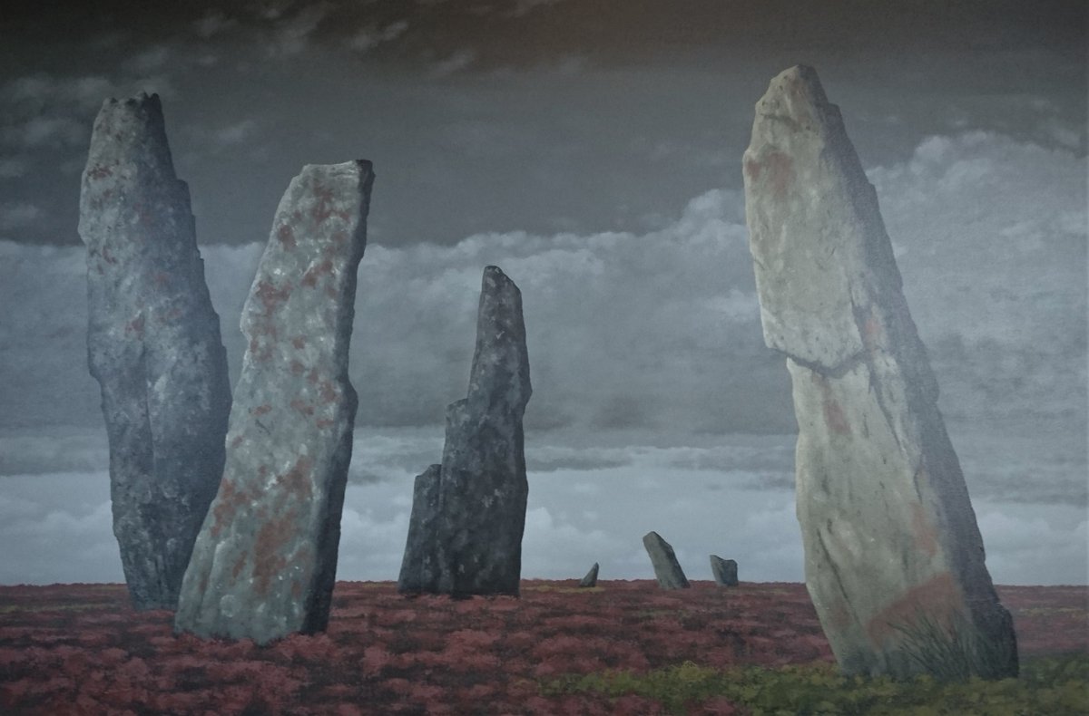 Of the 4 Bridestones on Sleights moor, in N. Yorkshire, only 1 remains standing. Controversially, I painted the fallen stones (in situ) as if they were still standing

tonygaluidiart.com

#StandingStoneSunday, @megportal, @NorthYorkMoors