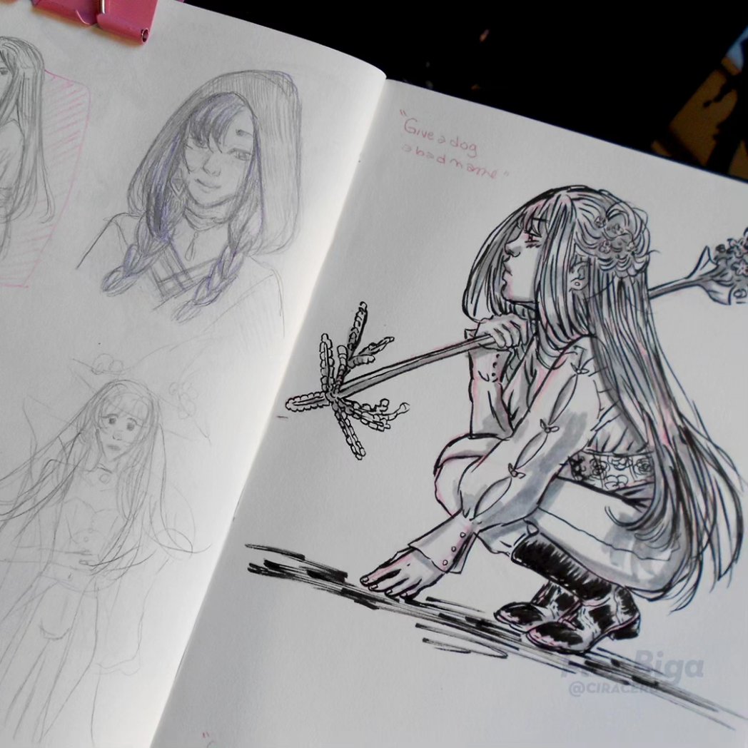 Ciraceru's tweet photo. Lo iba a publicar ayer y me olvidé 😂 Estoy trabajando en varias ideas que tengo hace tiempo juntando polvo en mis cuadernos. Este es un personaje de una historia divertida que surgió haciendo ejercicios de escritura en el curso de guión 2 del año pasado- https://t.co/dSBbrHdBiy
