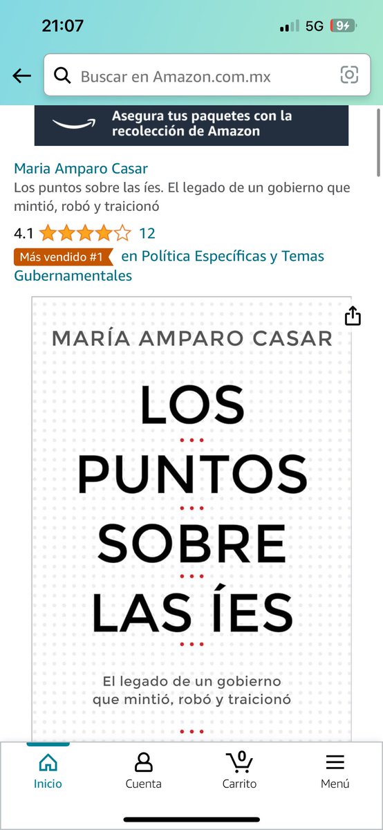¿Qué creen, chairos y gente normal? Es el libro más vendido en Amazon... #LosPuntosSobreLasIes #AmparoCasar